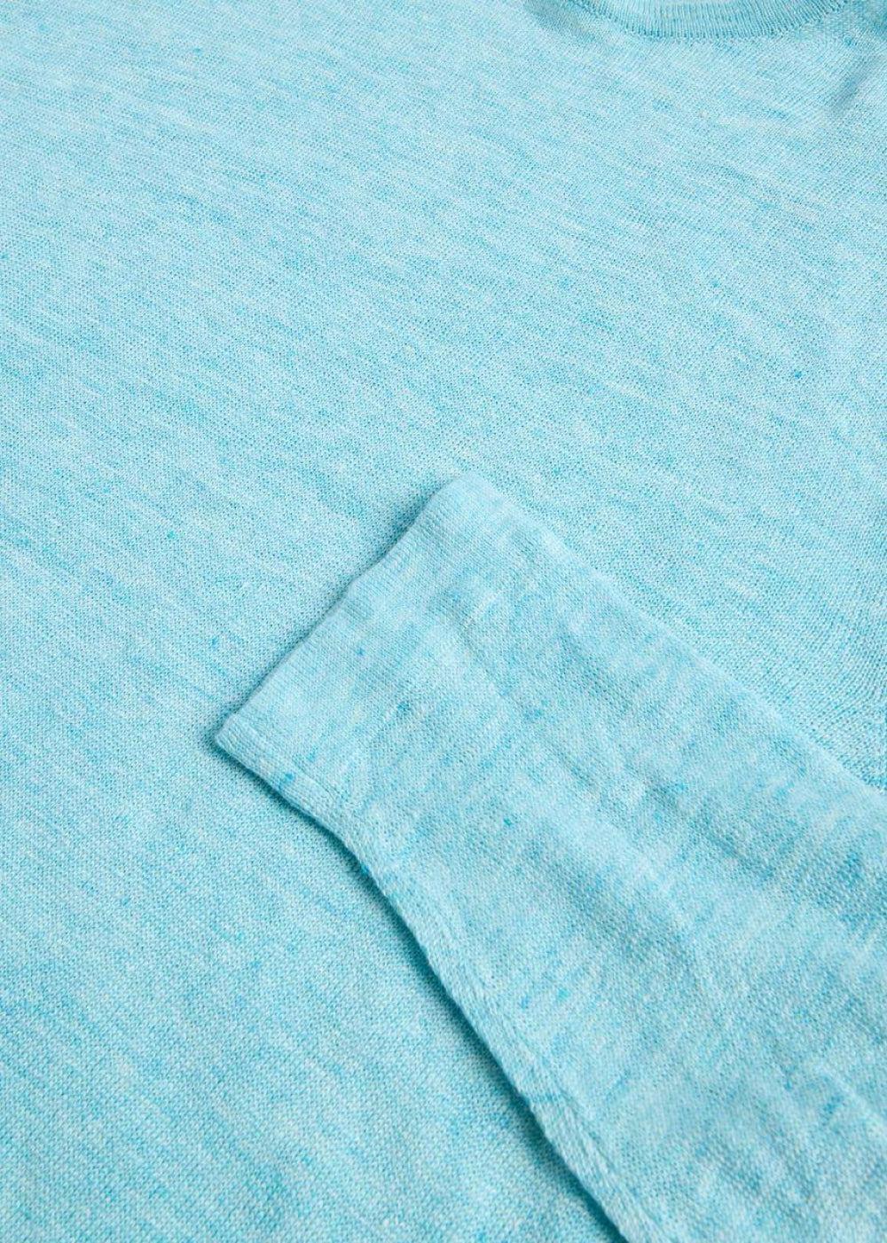 Linen Crewneck Sweater - Turquoise - Sweater