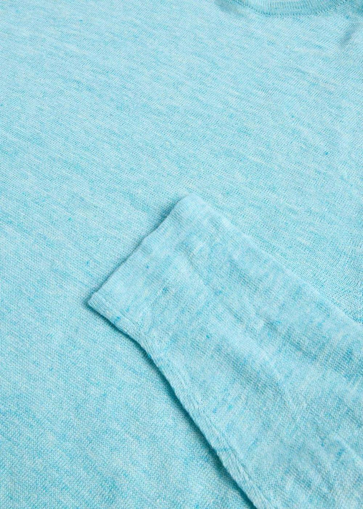 Linen Crewneck Sweater - Turquoise - Sweater