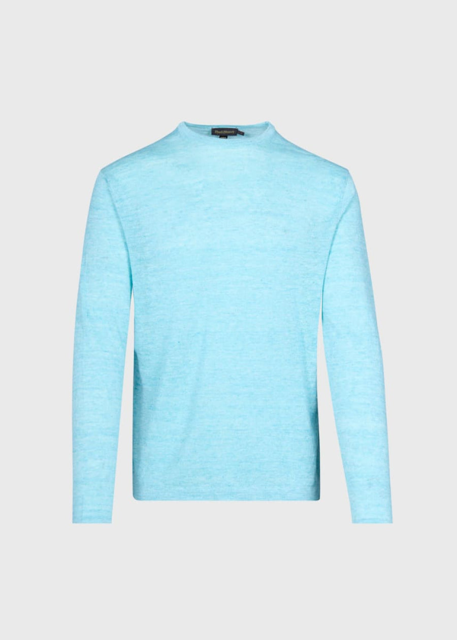 Linen Crewneck Sweater - Turquoise - Sweater