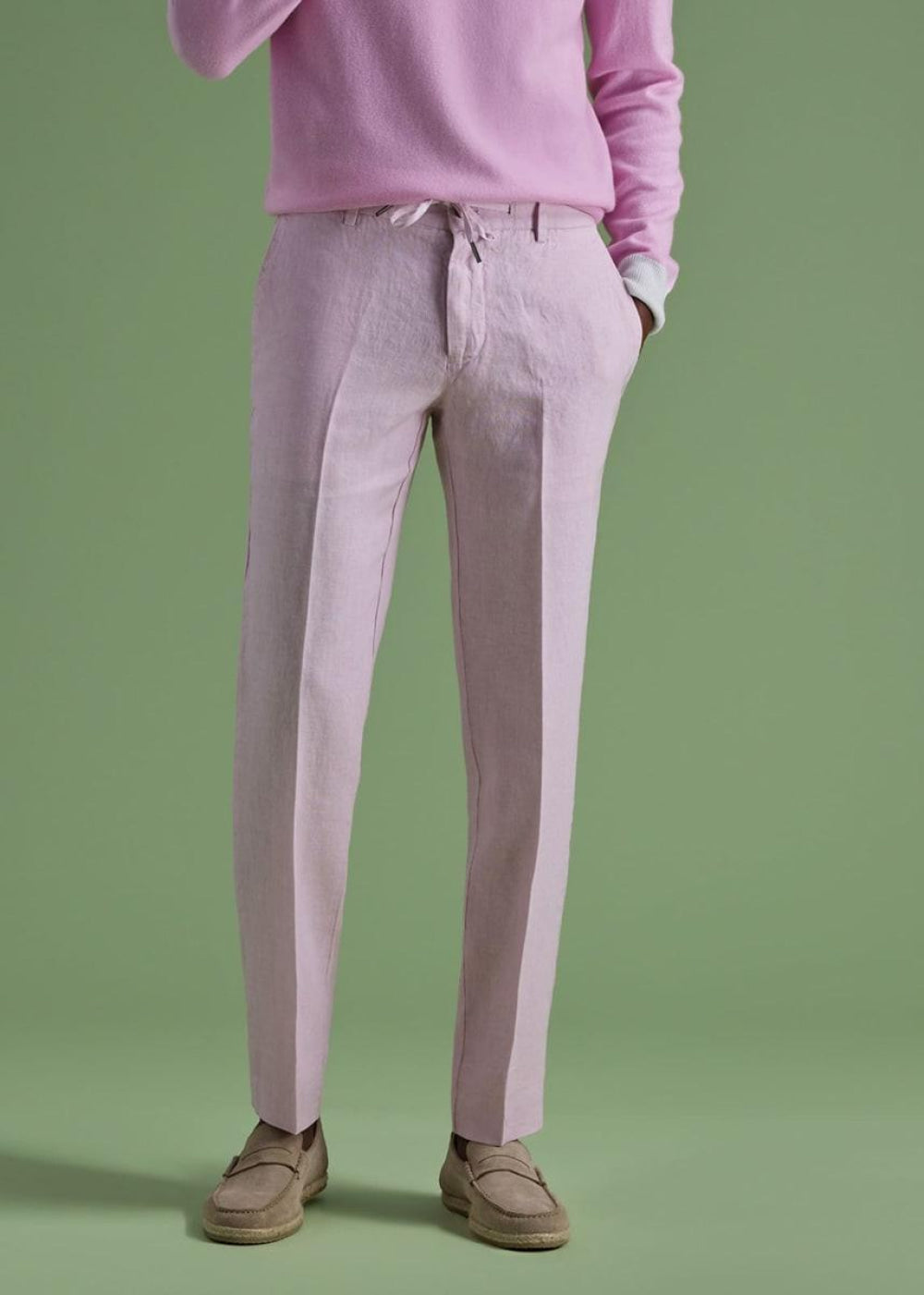 Linen Drawstring Trouser - Light Pink - Pants