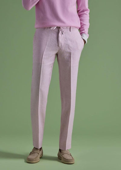 Linen Drawstring Trouser - Light Pink - Pants