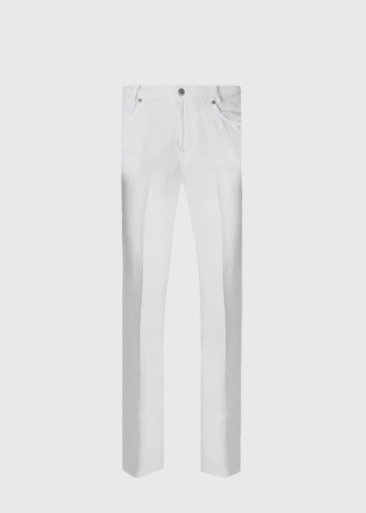 Linen Five Pocket Pant - White - 40 (Long) - Pants