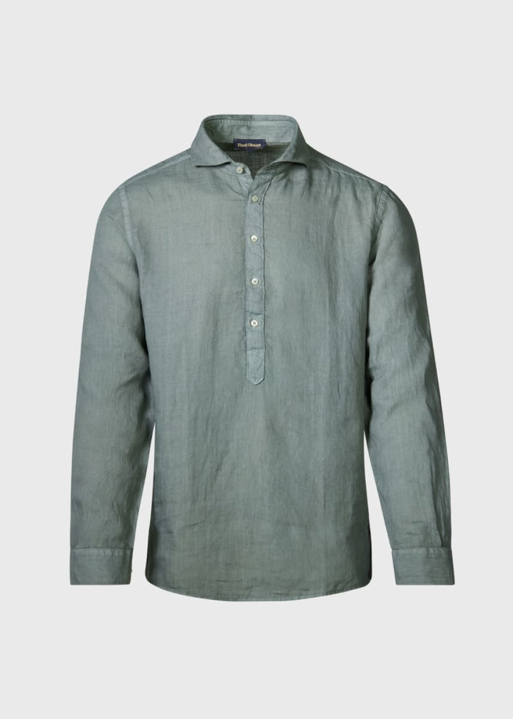 Linen Half Placket Sport Shirt - Olive - Collared Shirt