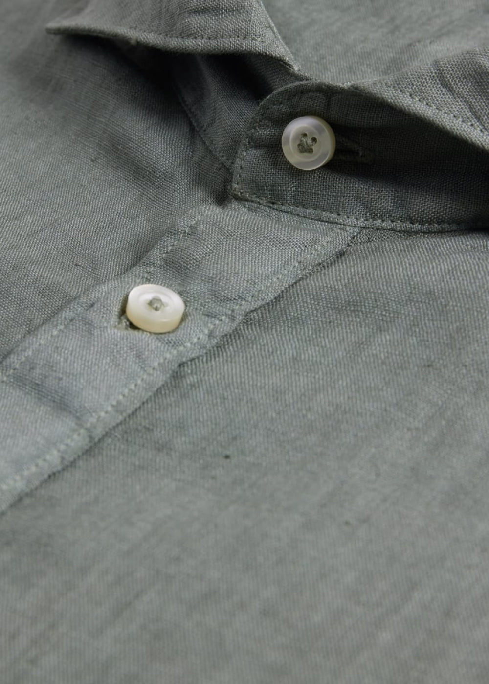 Linen Half Placket Sport Shirt - Olive - Collared Shirt