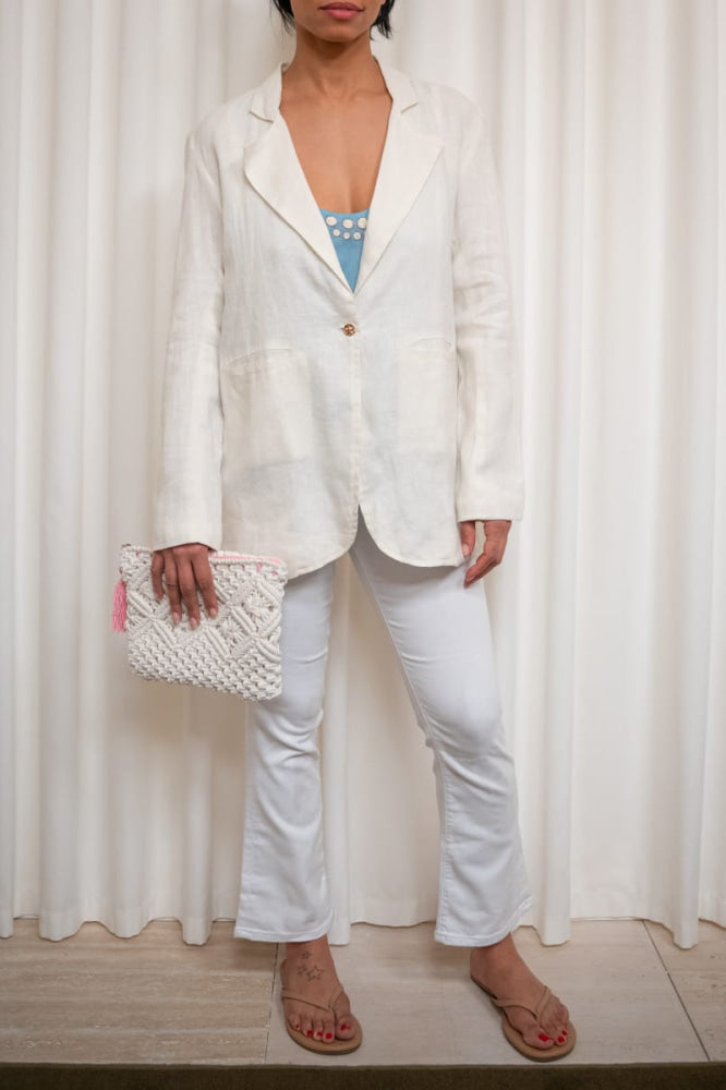 Linen Jacket - Antique White - S - Jacket