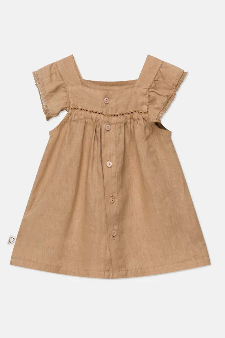 Linen lace baby dress - Sand - 9M - Dresses