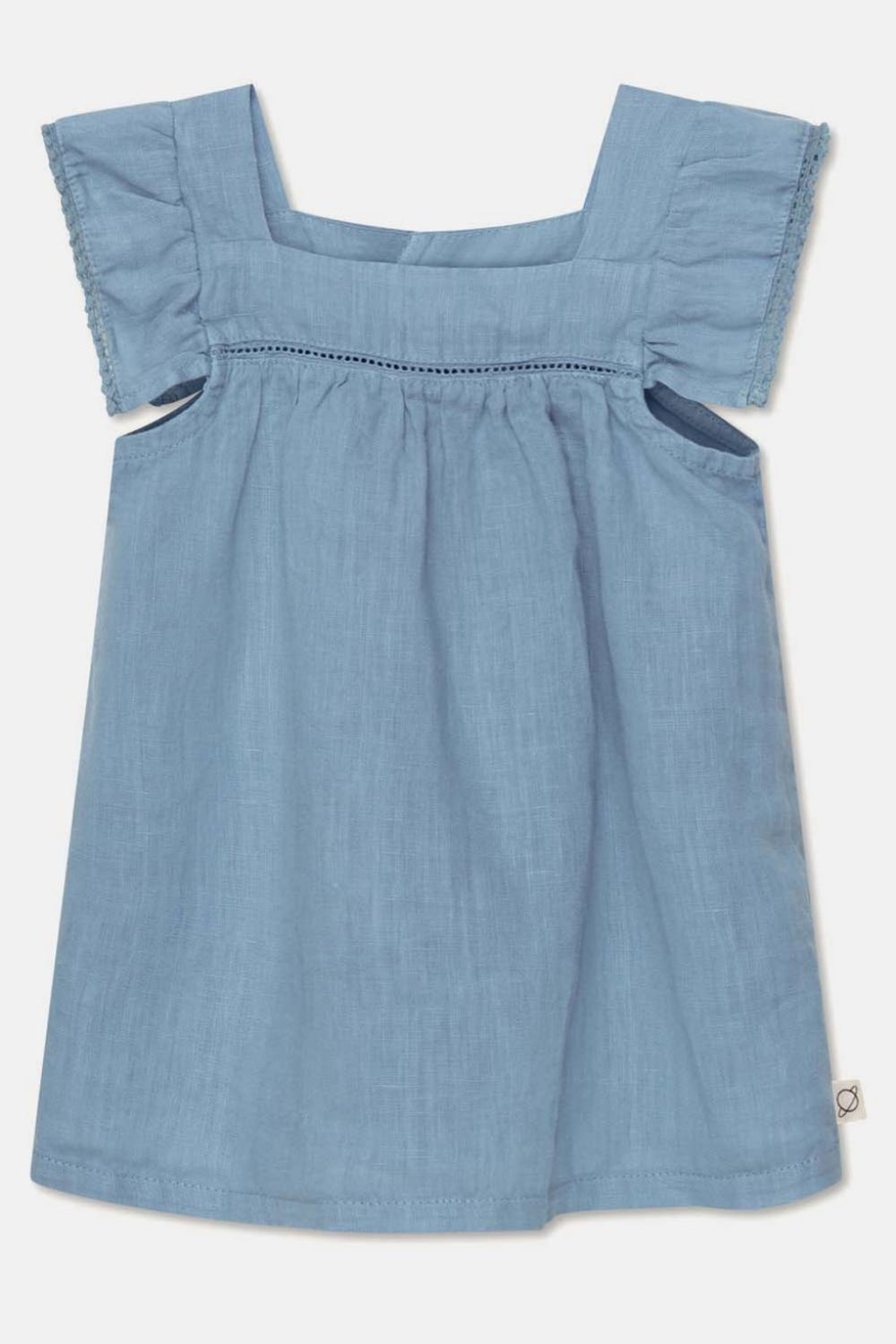 Linen lace baby dress - Sky blue - 6M - Dresses