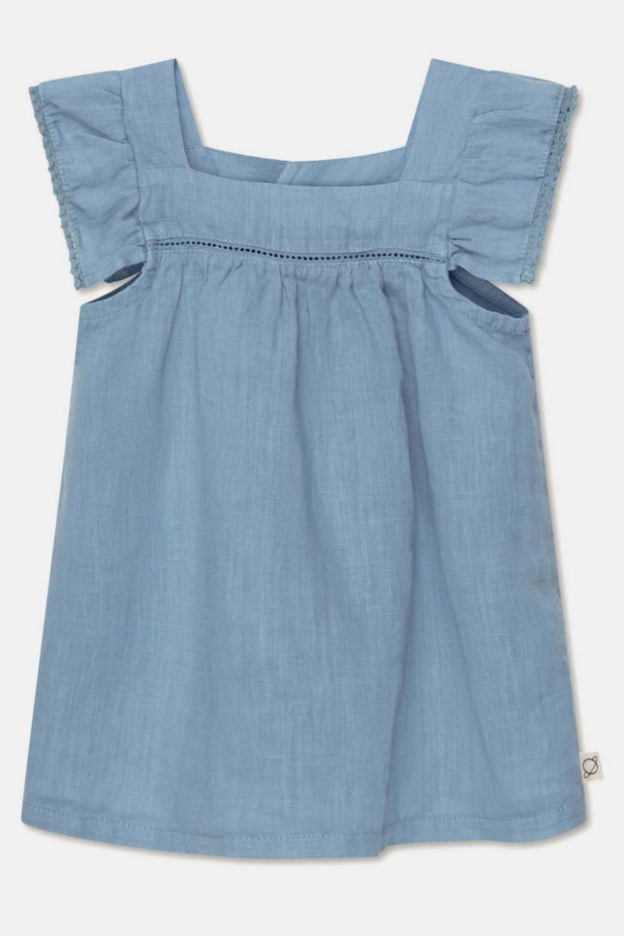 Linen lace baby dress - Sky blue - 6M - Dresses