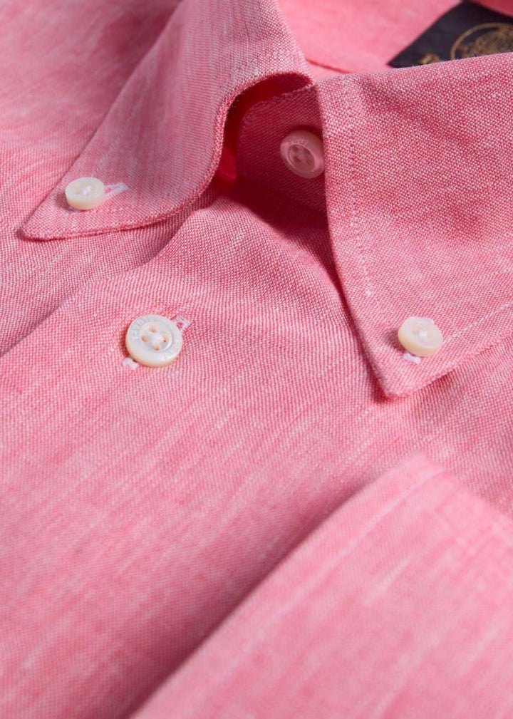 Linen Logo Sport Shirt - Red - Collared Shirt