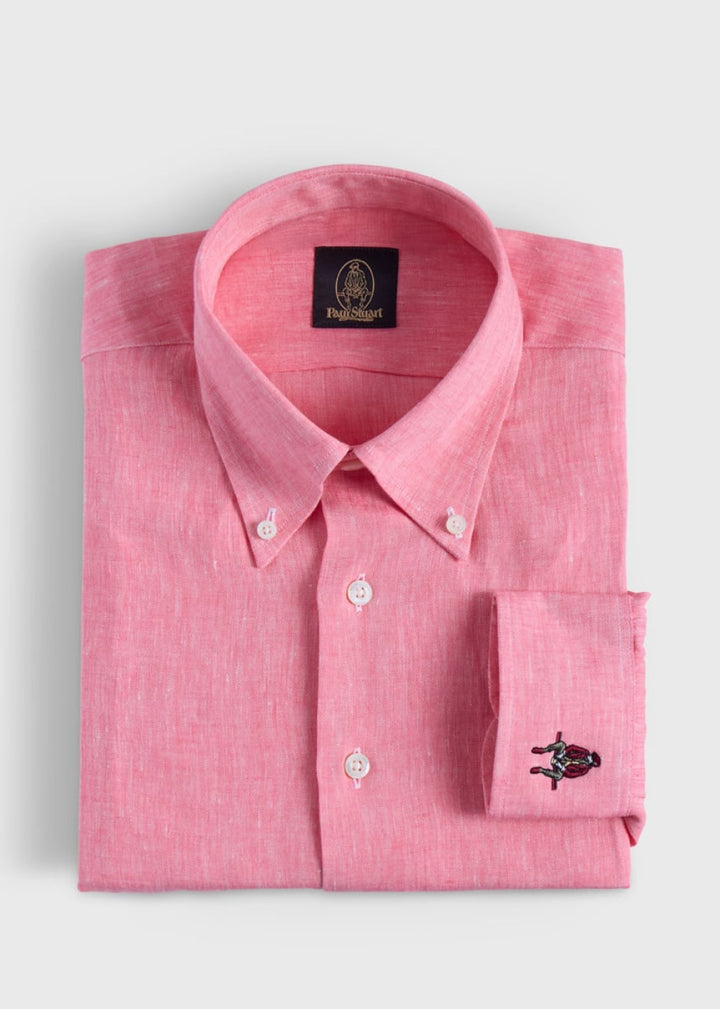 Linen Logo Sport Shirt - Red - Collared Shirt