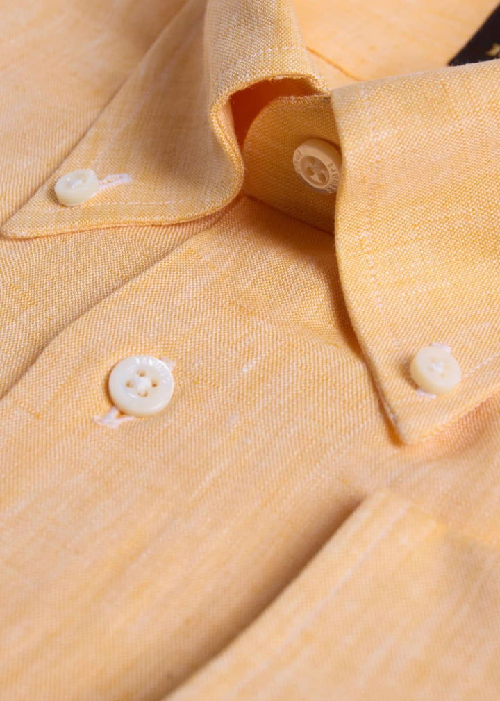 Linen Logo Sport Shirt - Yellow - Collared Shirt