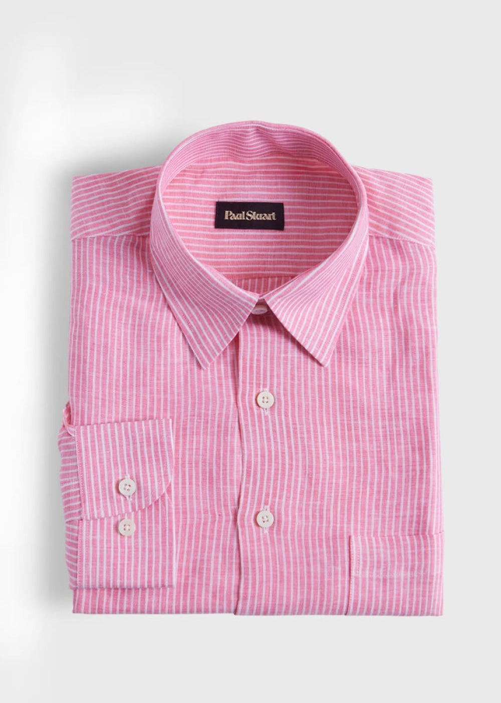 Linen Pencil Stripe Sport Shirt - Watermelon - Collared Shirt