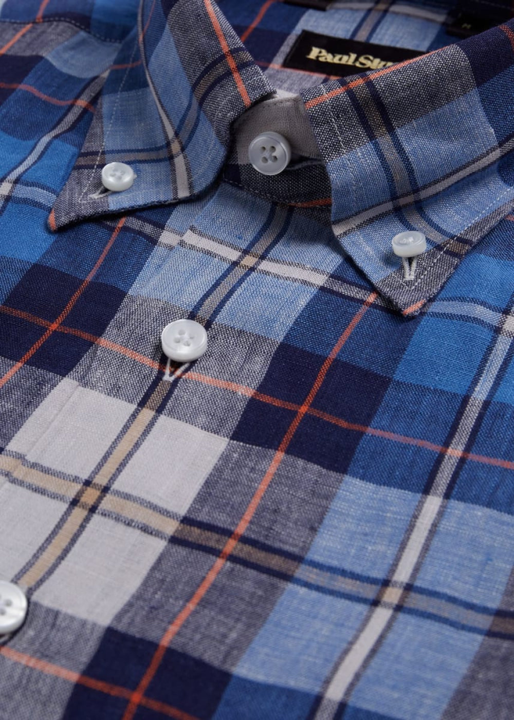Linen Plaid Sport Shirt - Blue/Red - Collared Shirt
