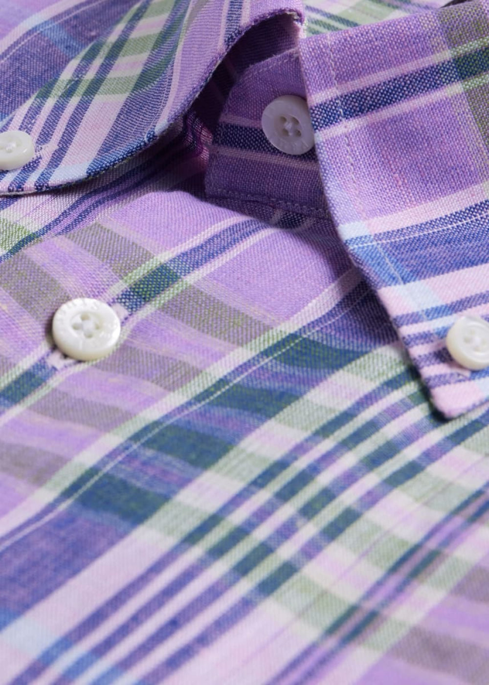 Linen Plaid Sport Shirt - Purple - XL (44) - Collared Shirt