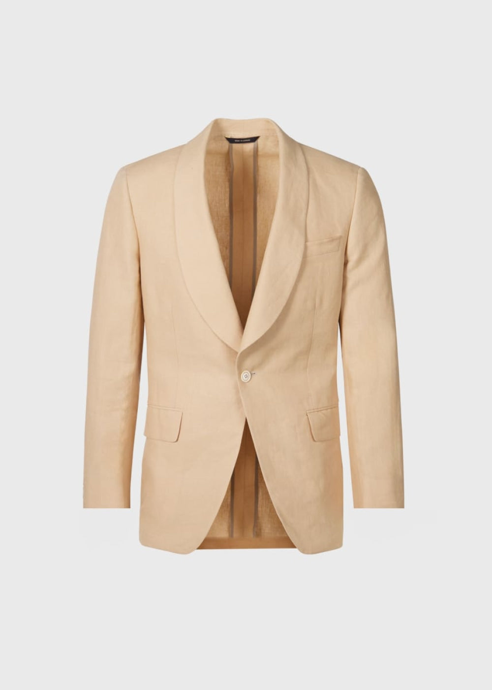 Linen Shawl Collar Dinner Jacket - Tan - Blazer