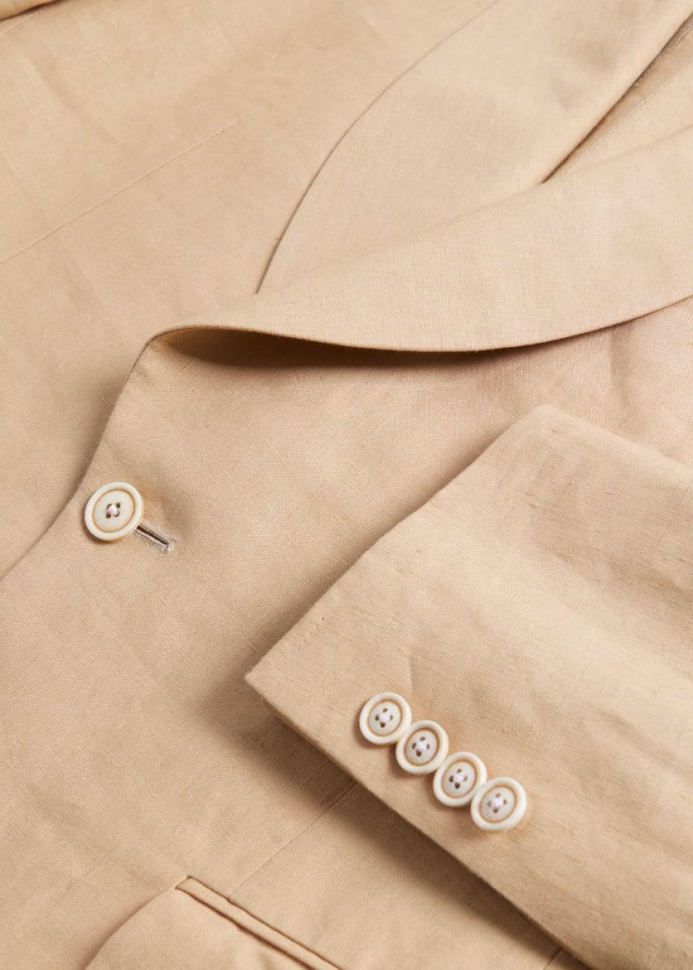 Linen Shawl Collar Dinner Jacket - Tan - Blazer