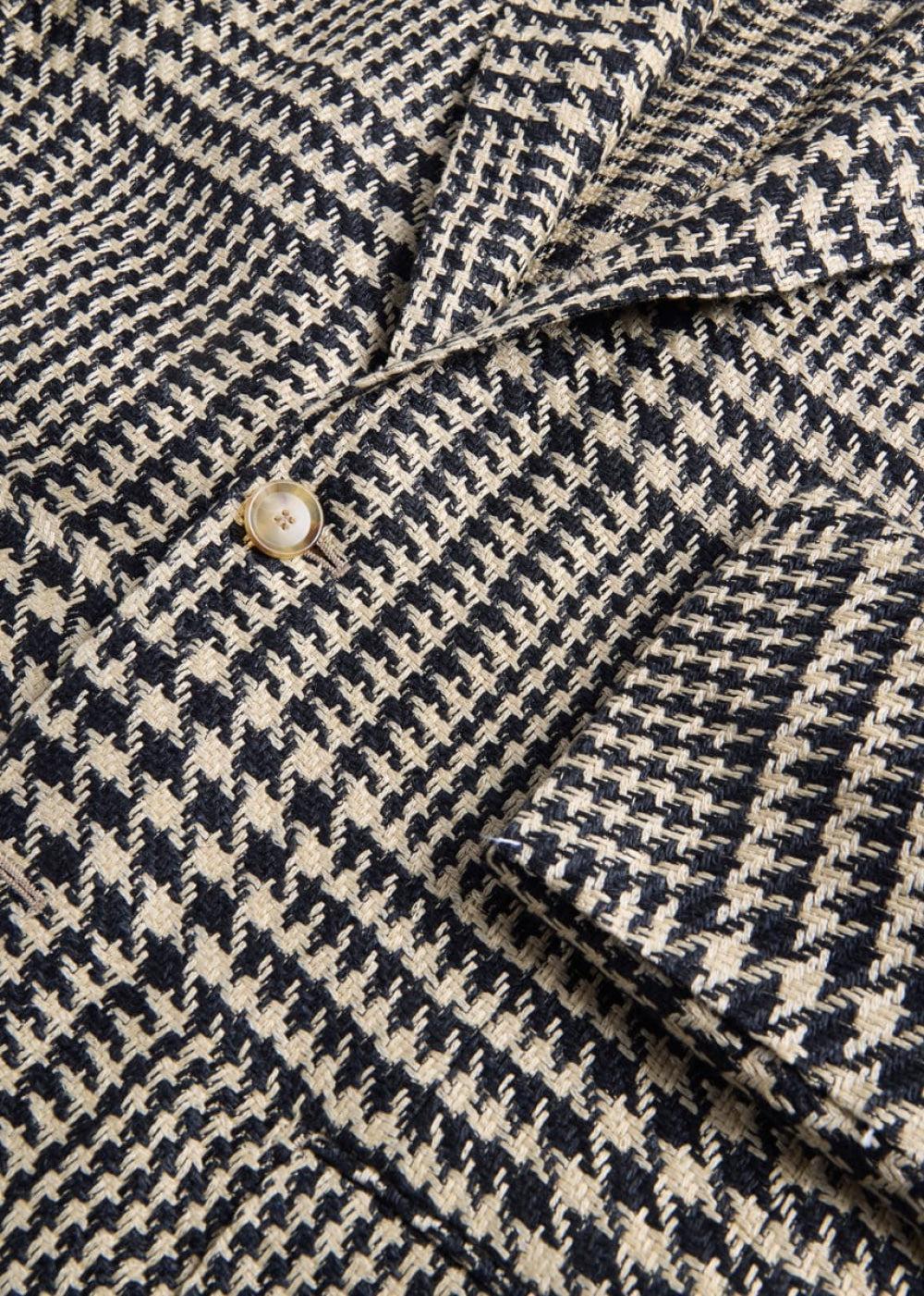 Linen & Silk Plaid Jacket - Black/Tan - Blazer