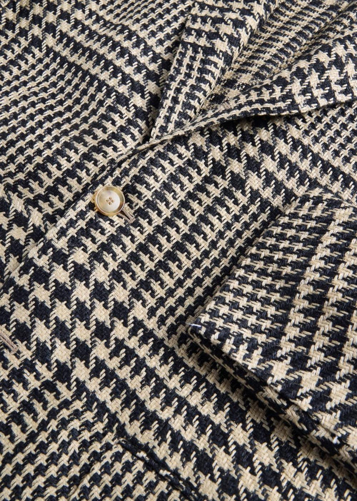 Linen & Silk Plaid Jacket - Black/Tan - Blazer