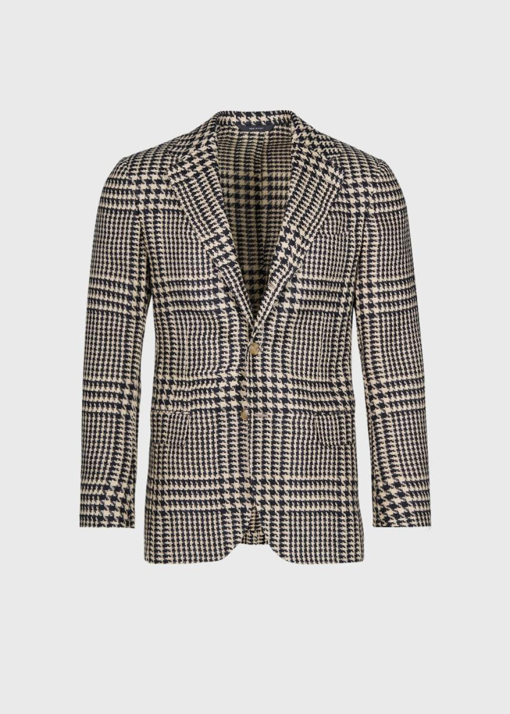 Linen & Silk Plaid Jacket - Black/Tan - Blazer