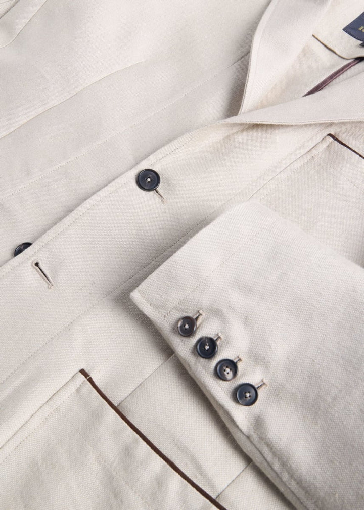 Linen Technical Canvas Jacket - Natural - Jacket