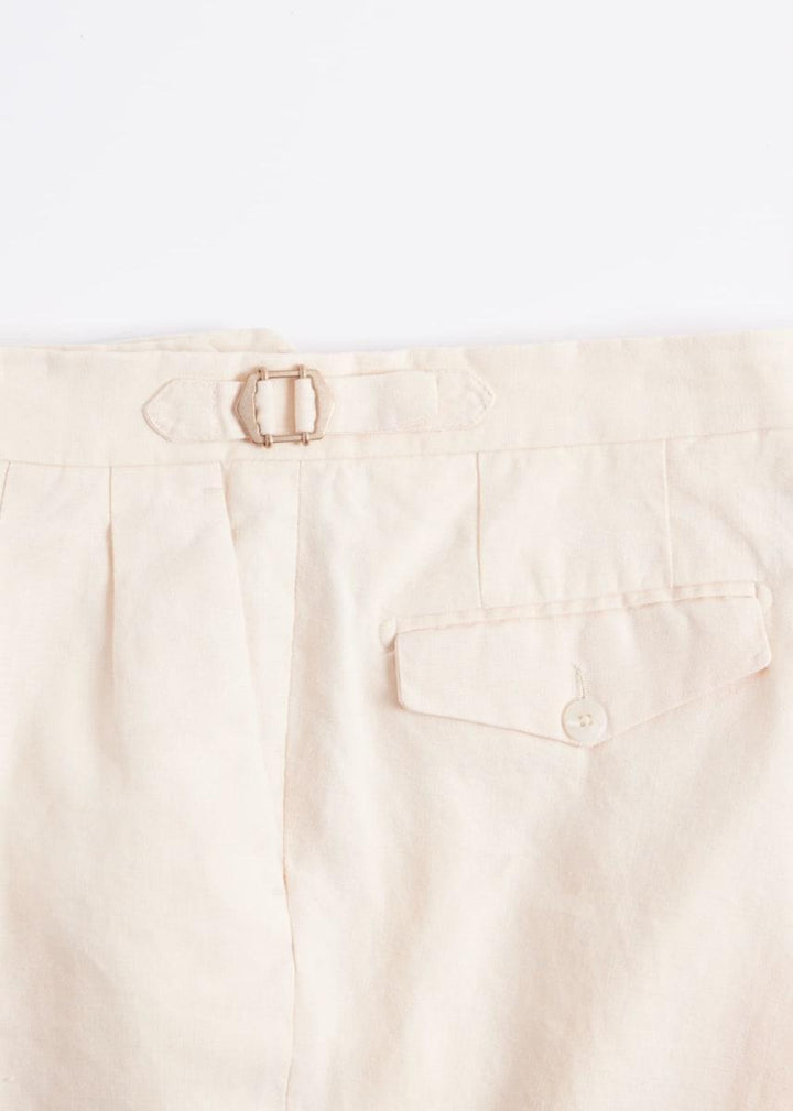 Linen Washed Pleated Front Trouser - Sand - 42 - Trouser