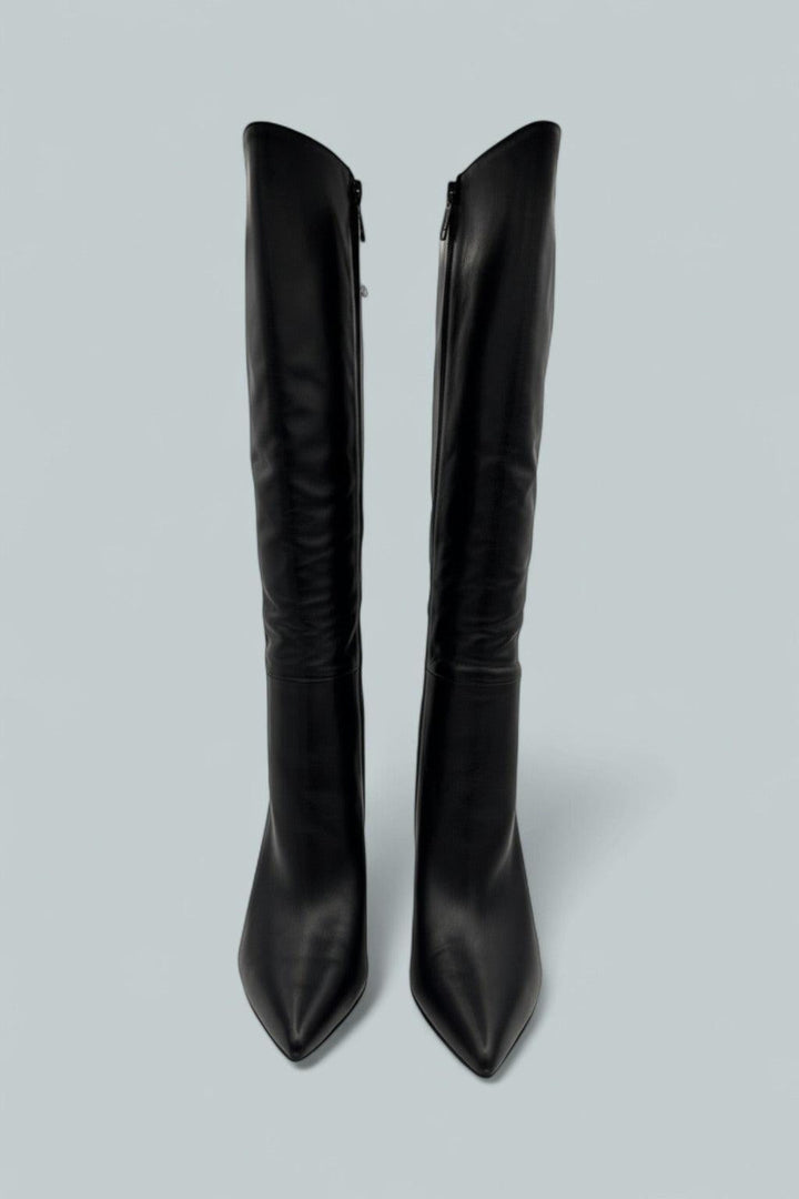 Lisa Stiletto High-Heel Boot Wide-Calf - Black Leather - 9.5 - Boots