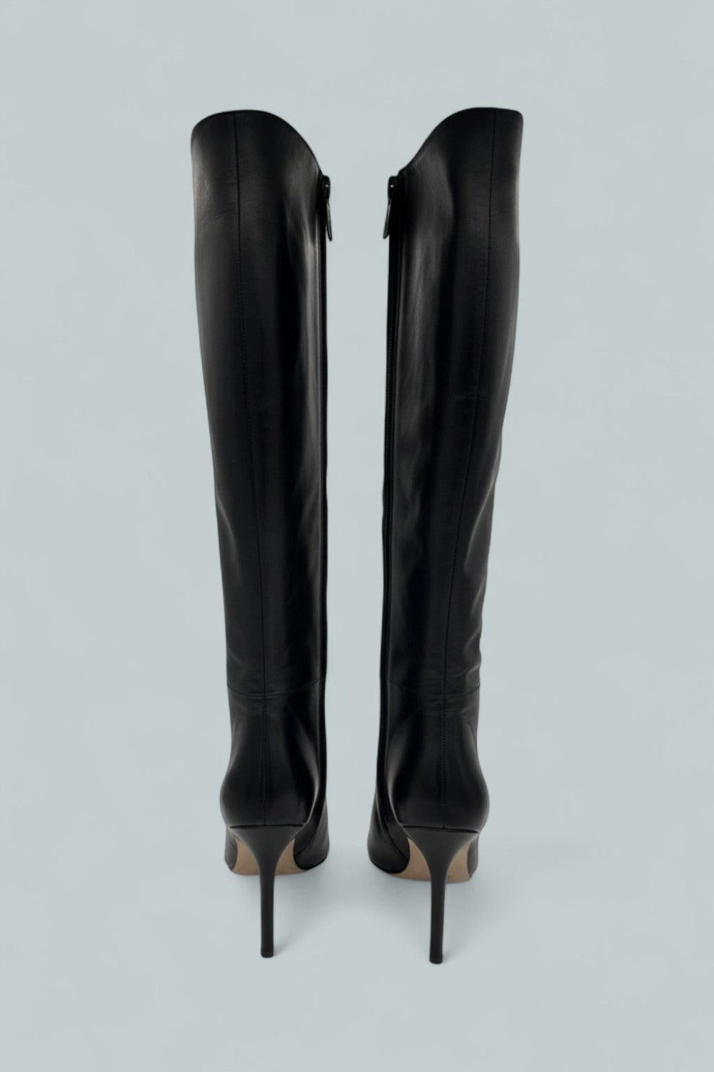 Lisa Stiletto High-Heel Boot Wide-Calf - Black Leather - 9.5 - Boots