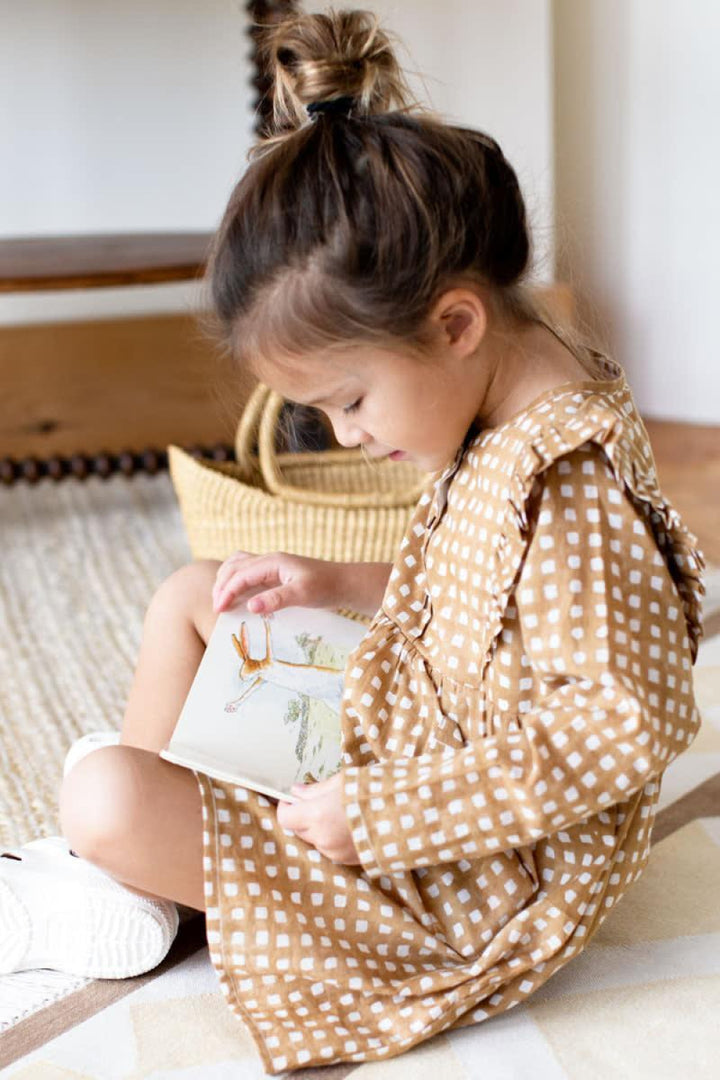 Little Fry Little Dress - Ochre Gingham Organic - Dresses