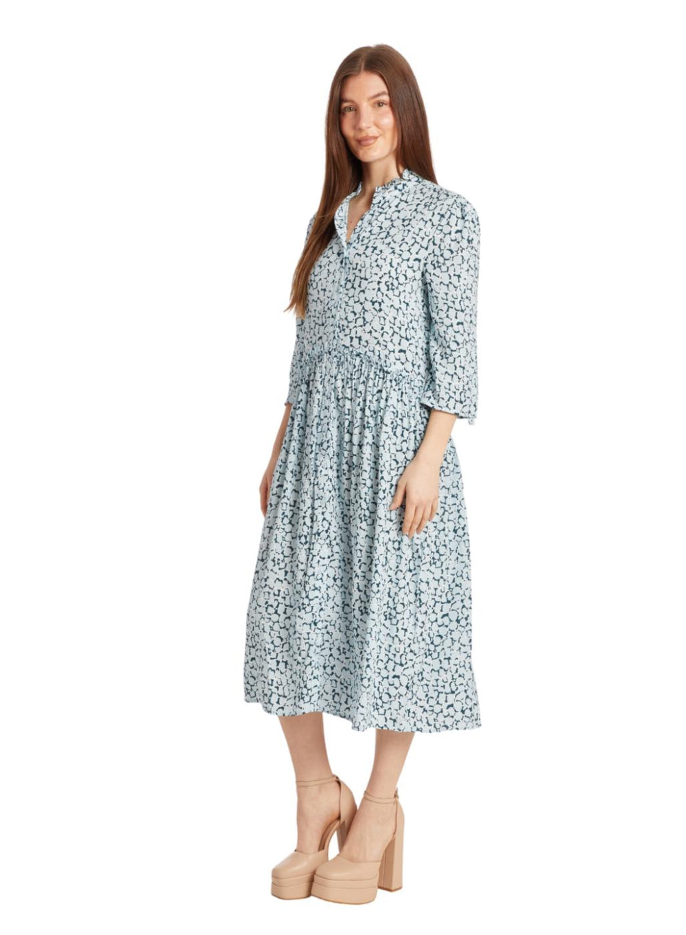 Liza Midi Ruffle Shirt Dress - Deep Dive - Dresses