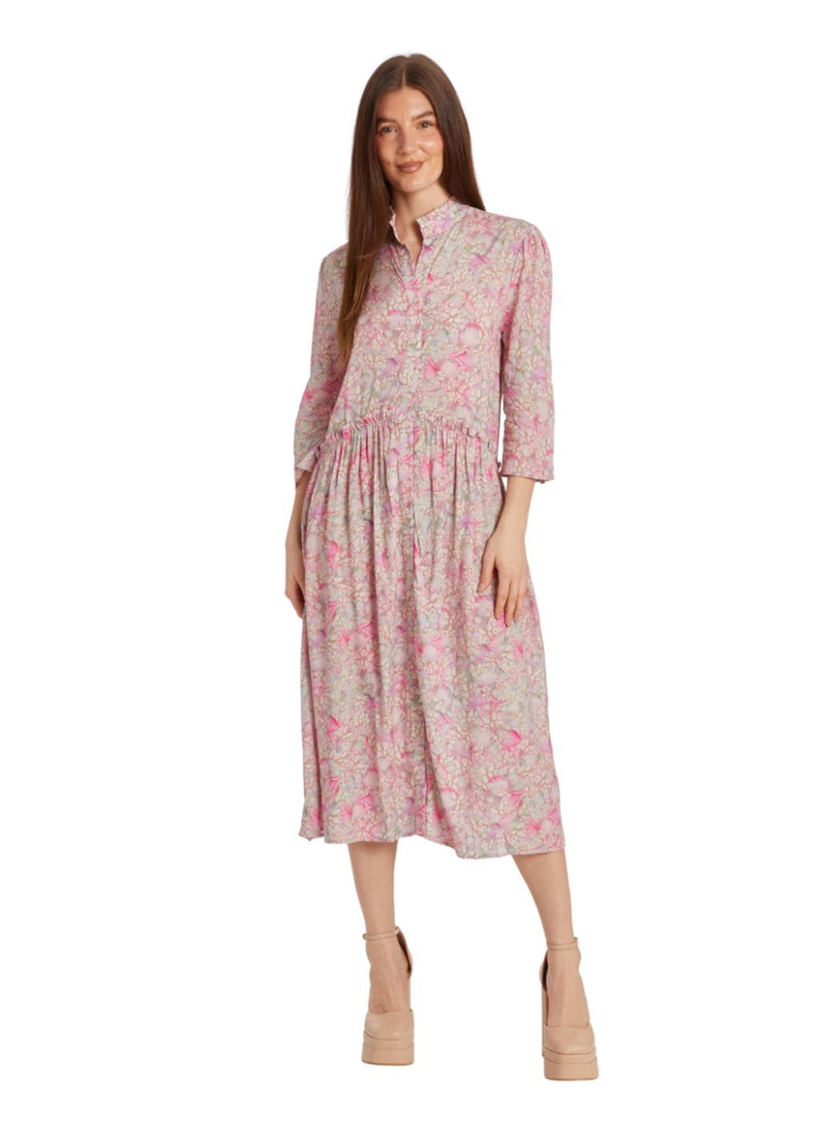 Liza Midi Ruffle Shirt Dress - Lavender Earth - Dresses
