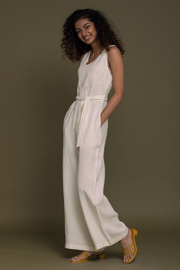 Breakfast In Bed Jumpsuit - Shell Off/White