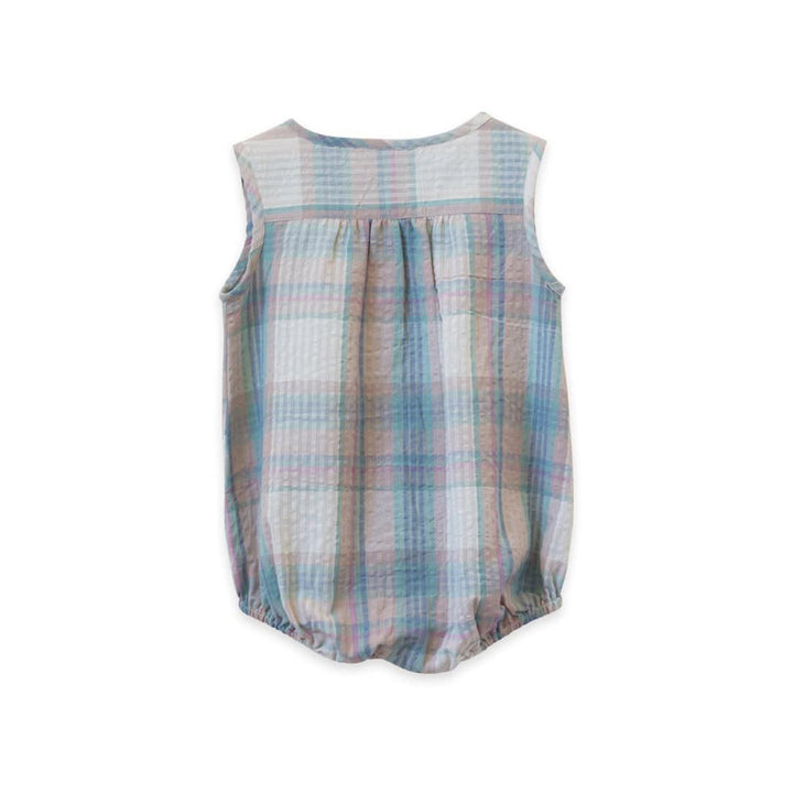 Baby Romper - Arctic-blue Seersucker