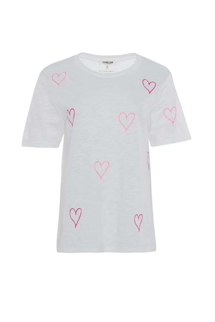 Heart Stitch Wide T-Shirt - White