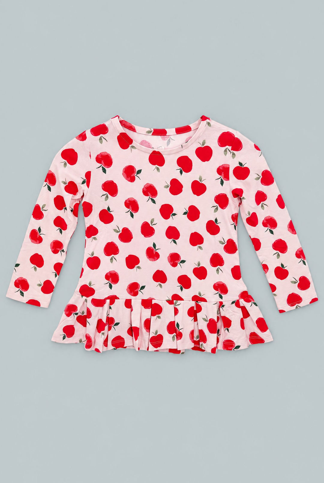 Long Sleeve Ruffle Bottom Tee - Snow White