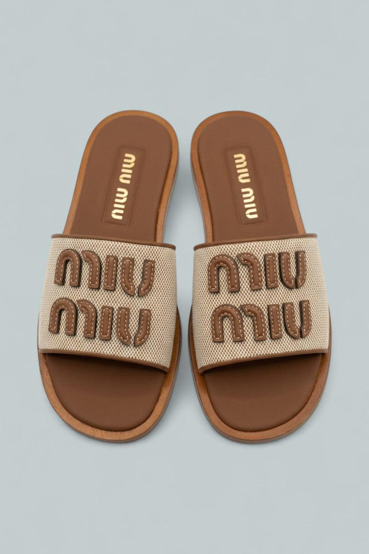 Logo Slide Sandals - Natura + Bra - EU 36 / US 6 - Sandals