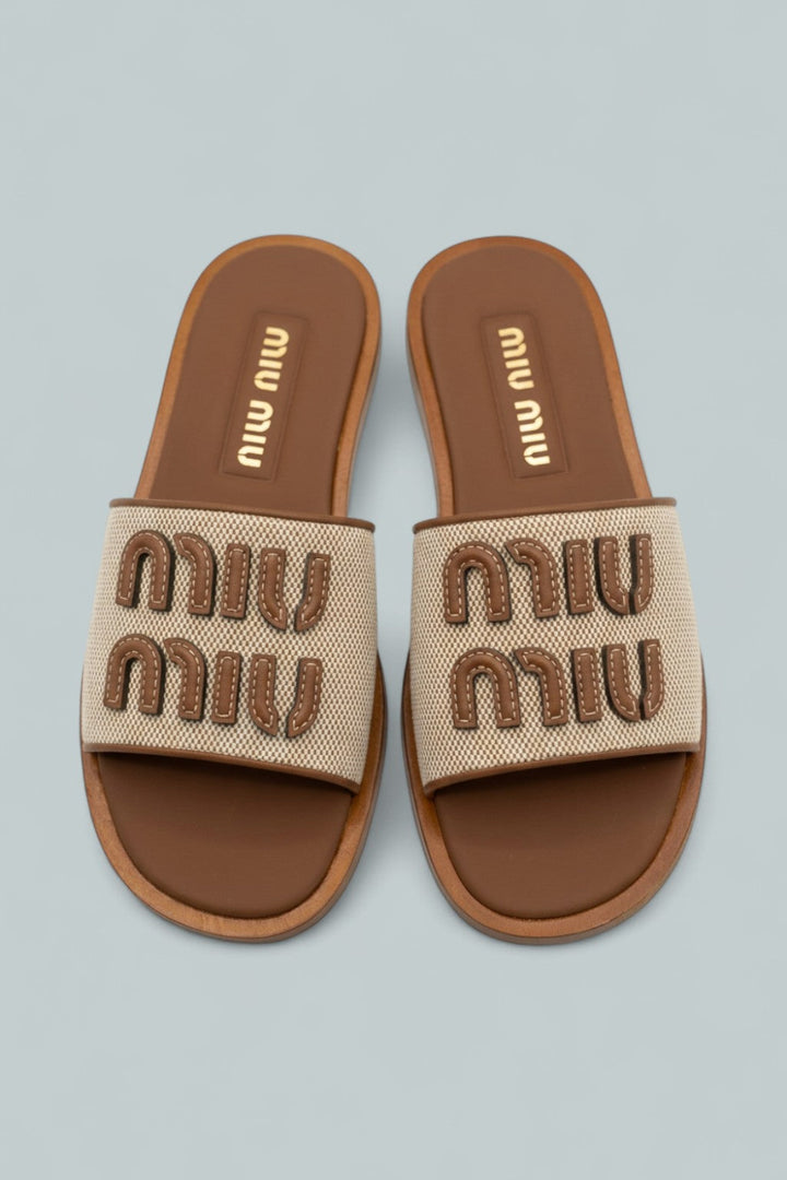 Logo Slide Sandals - Natura + Bra - EU 36 / US 6 - Sandals