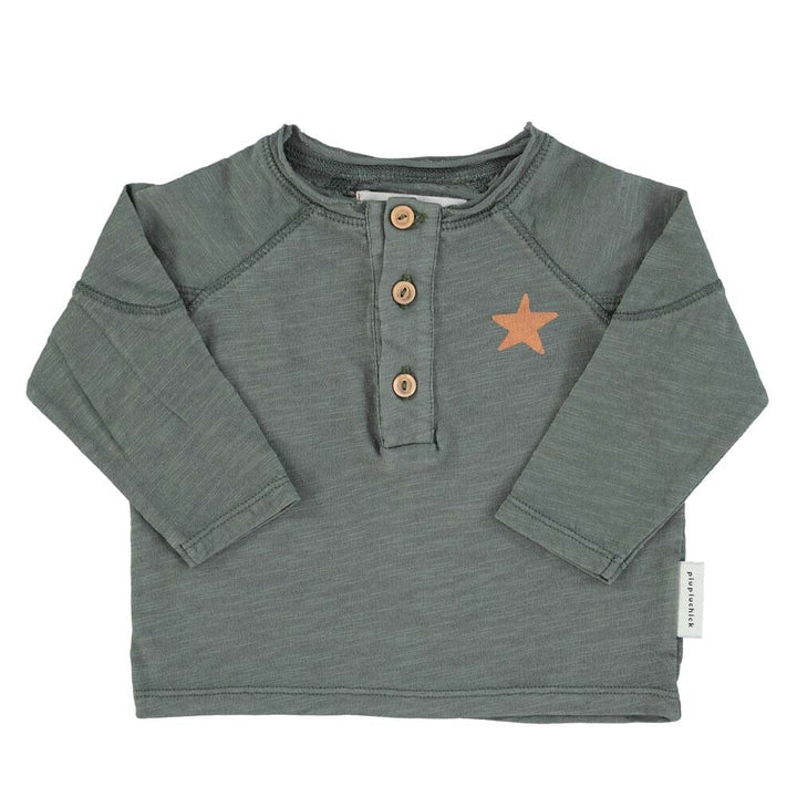 Baby Logo Long Sleeve - Dark Green w/ Camel Logo Print T-Shirts Piupiuchick 