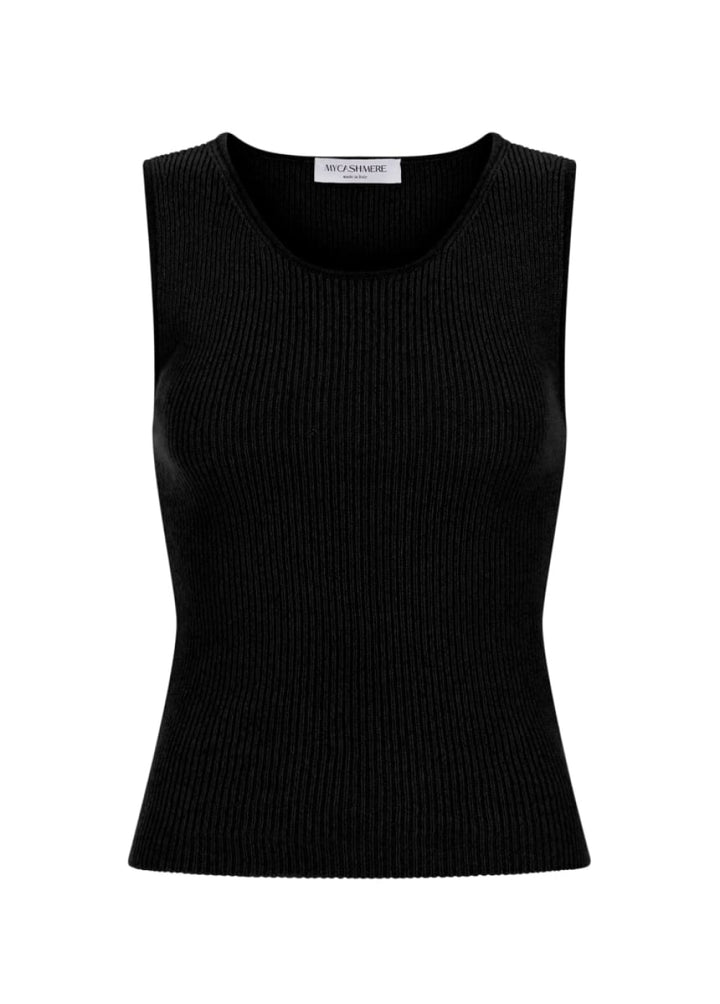 Lola | Cashmere Ribbed Tank Top - Black - Tank Top