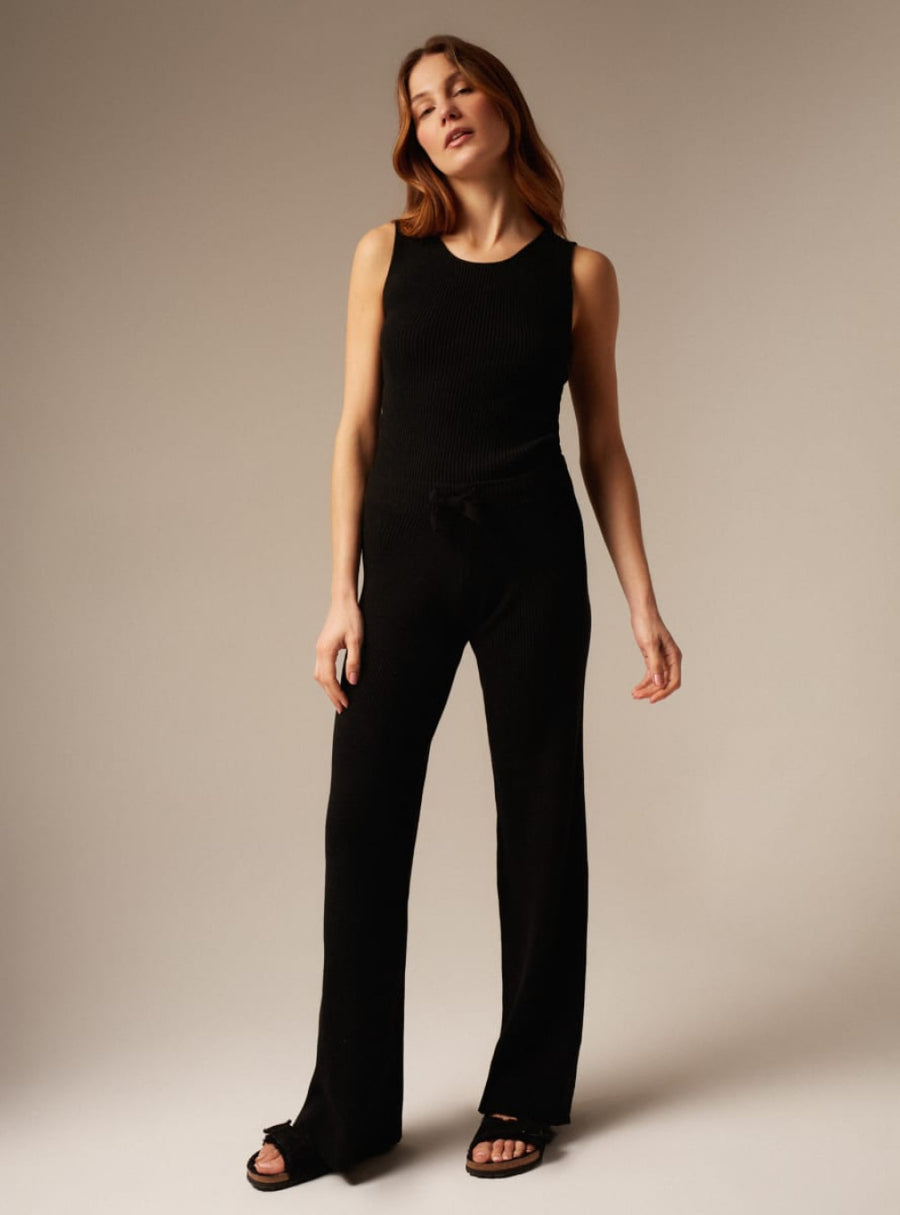 Lola | Cashmere Ribbed Tank Top - Black - Tank Top