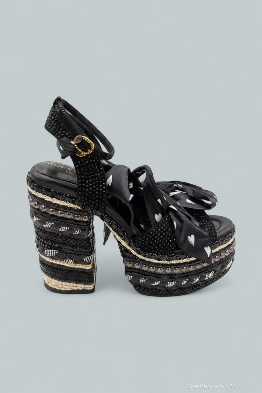 London Chelsea Scarf Platform Sandals - Charcoal - 9 - Sandals