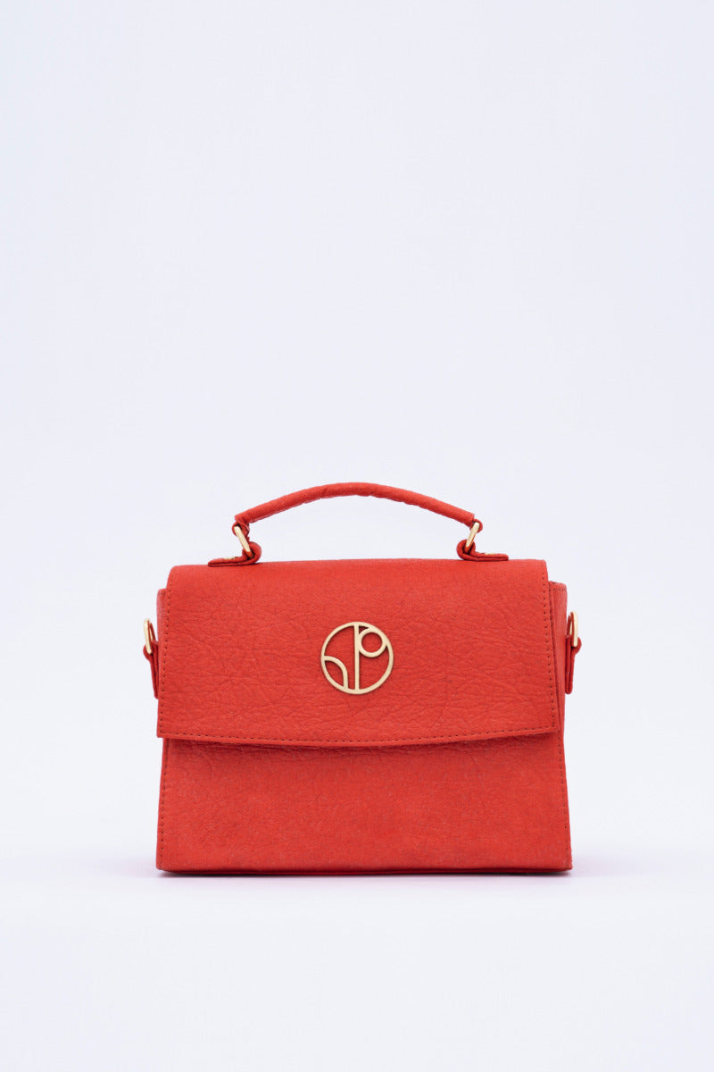 London Sadle Bag Pinatex - Cherry Red