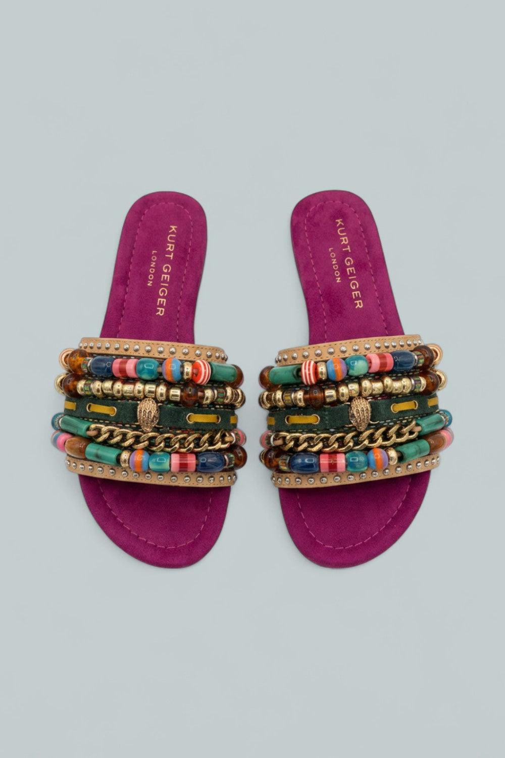 London Southbank Beaded Sandals - Open Pink - 8.5 - Sandals