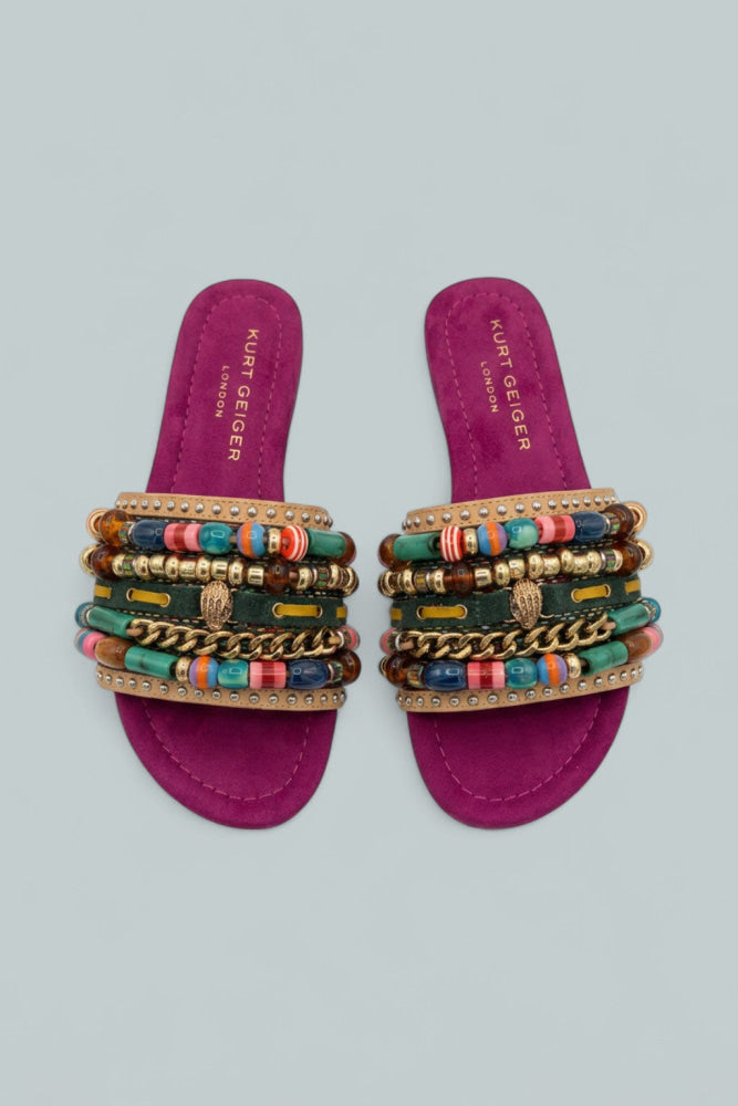London Southbank Beaded Sandals - Open Pink - 8.5 - Sandals