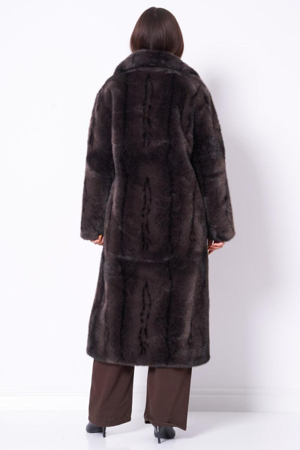 Long Brown Faux Fur Coat - Coffee Brown - Coat