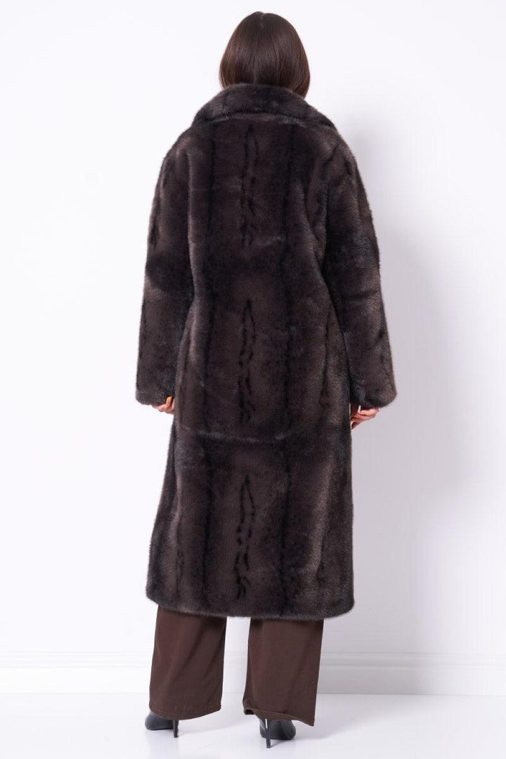 Long Brown Faux Fur Coat - Coffee Brown - Coat