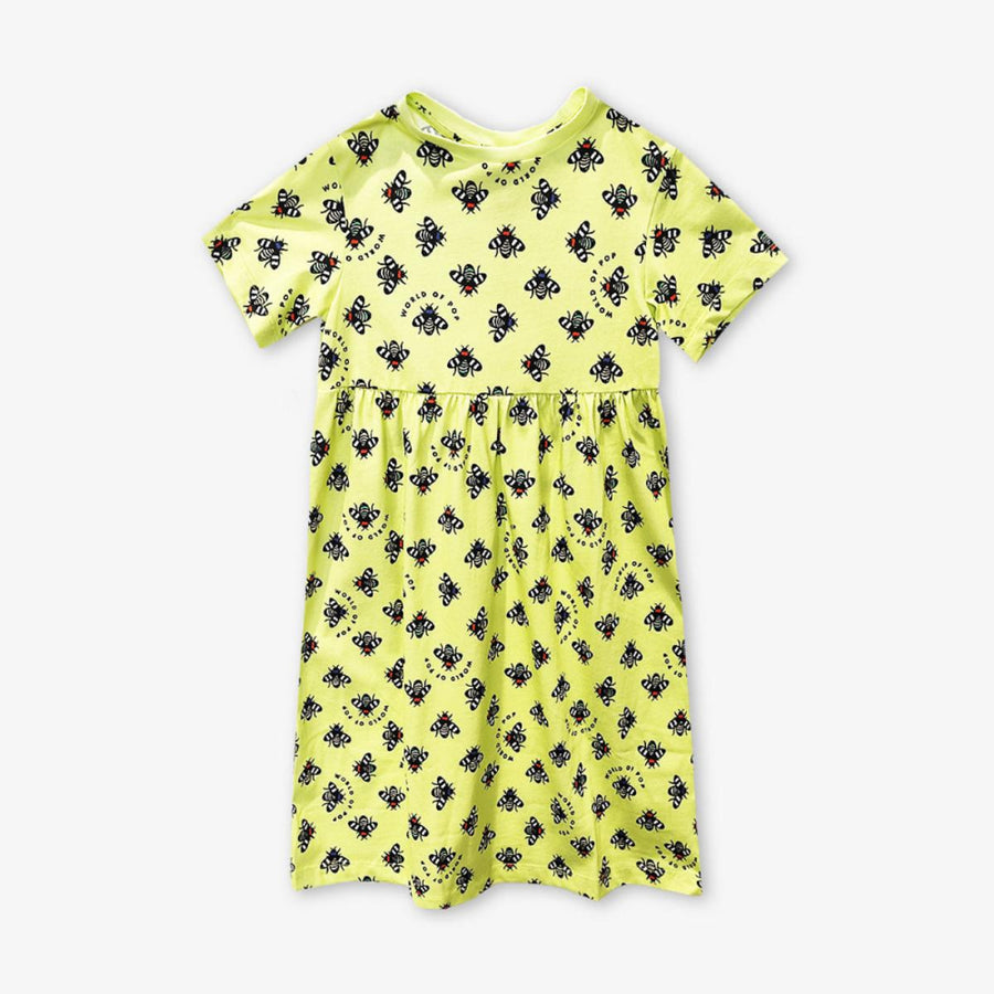 Long printed dress ’bee lovers’ anise - Dresses