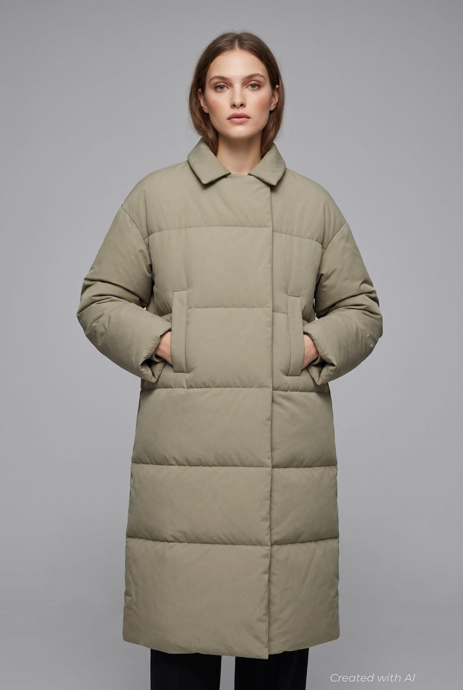 Long Puffer Coat - Sage - Coat