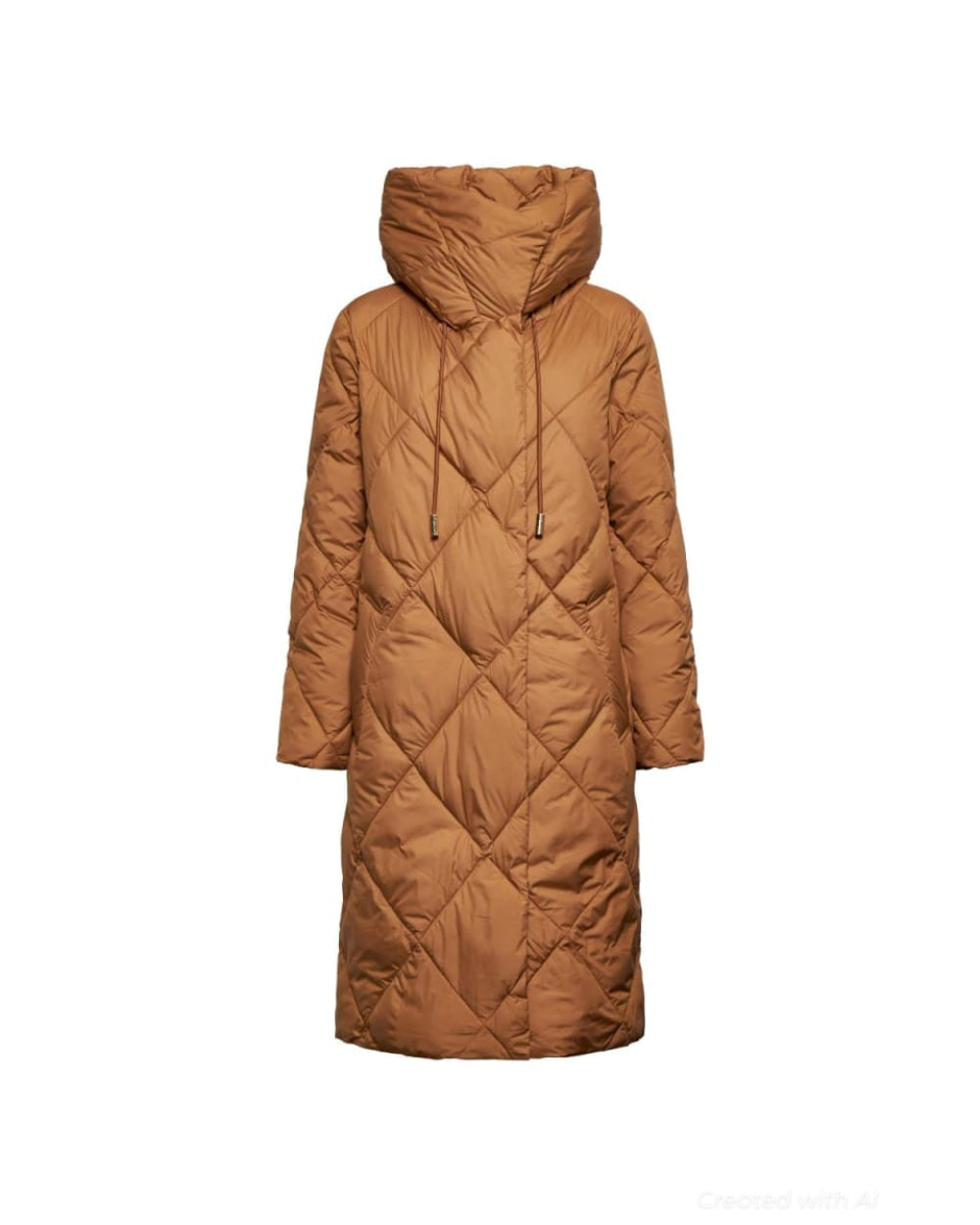 Long Quilted Down Coat - Biscuit - Coat