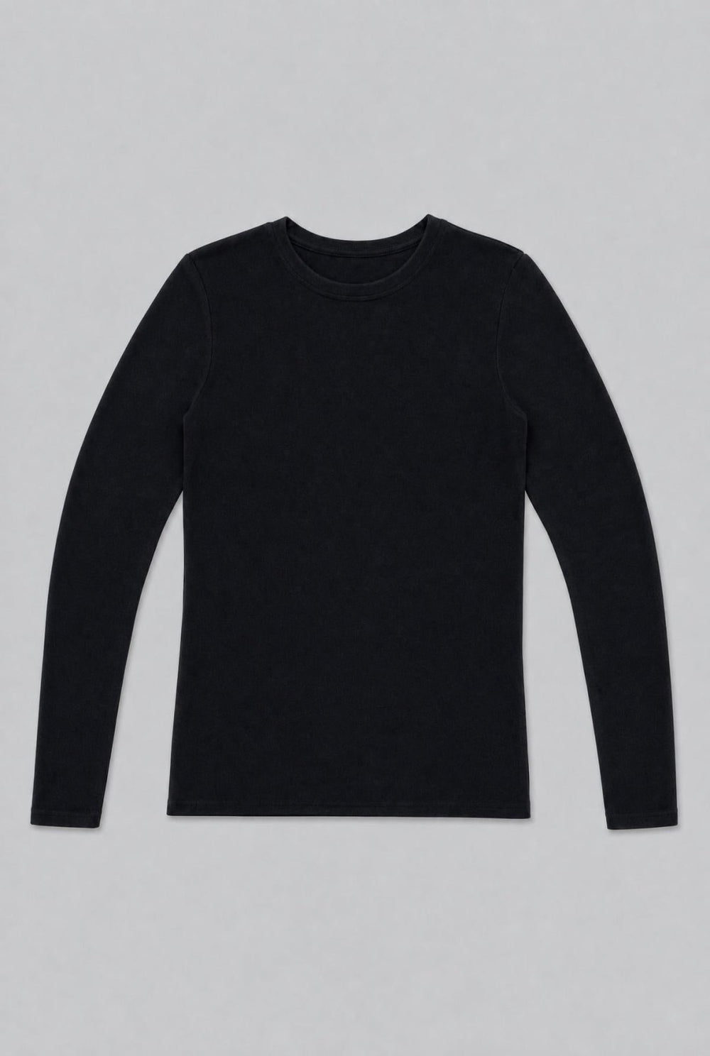 Long Sleeve Crew Neck Tee - Black - T-shirt