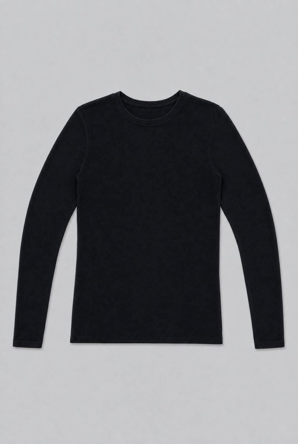 Long Sleeve Crew Neck Tee - Black - T-shirt